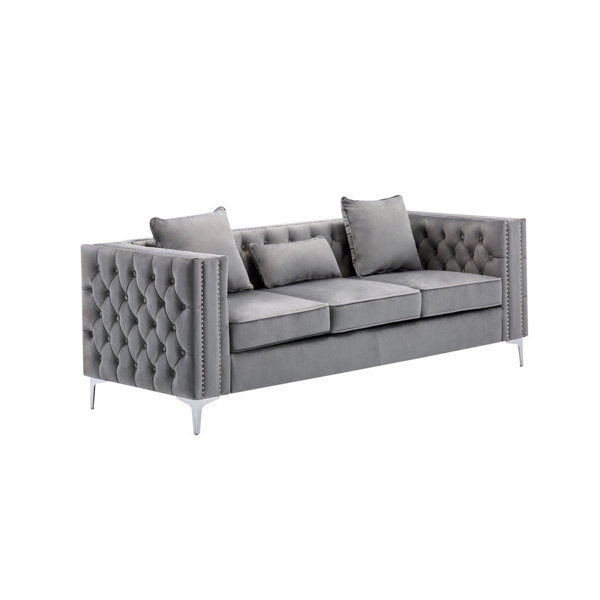 House of Hampton® Painswick 86" Velvet Tuxedo Arm Sofa Wayfair